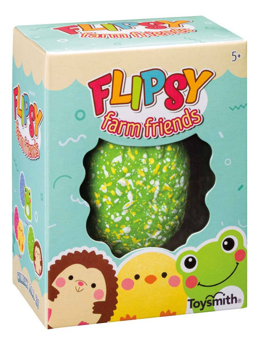 Box of Flipsy Farm Friends toy with colorful design and Toysmith branding.