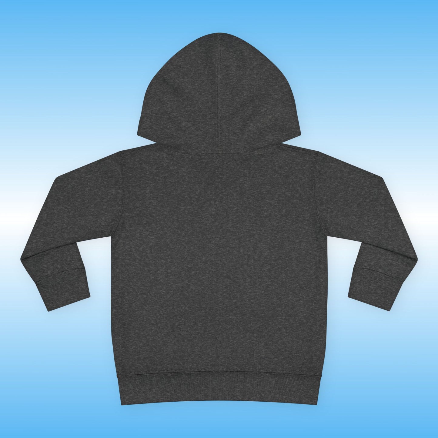 Dark gray hoodie on a blue background