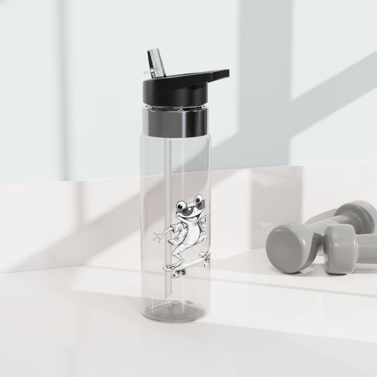 Skateboard Frog 20oz Tritan Sport Bottle — Clear 20oz Water Bottle for Kids & Teens