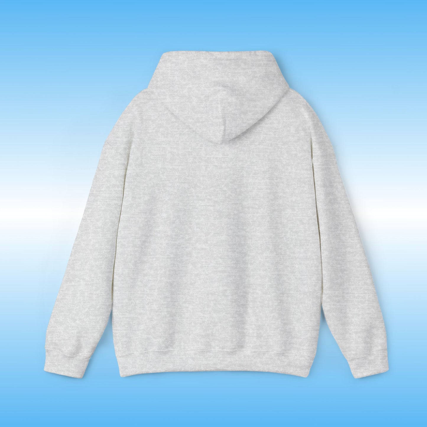 Gray hoodie on a blue gradient background