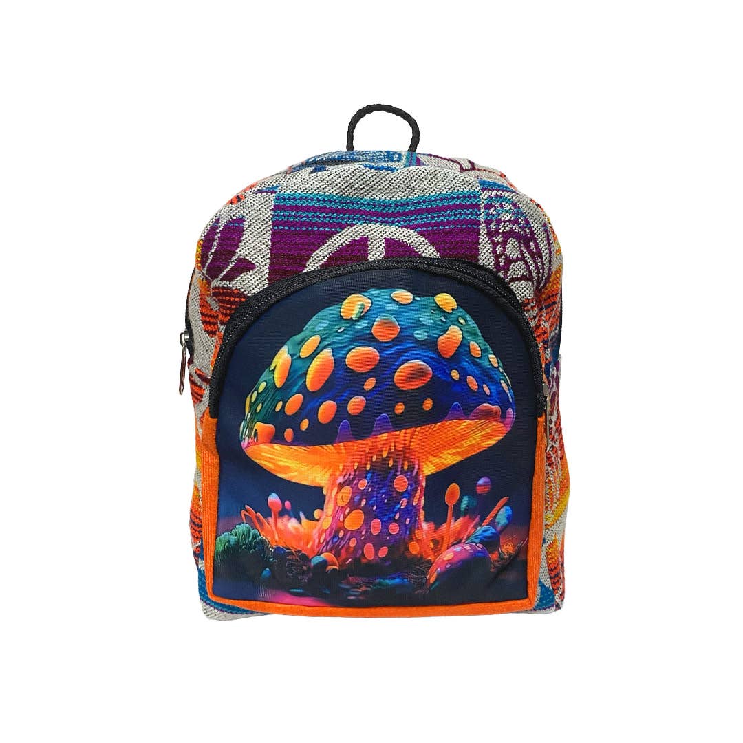 Mini Shroom Art Backpack Hippie Boho Style Ecuadorian Bag