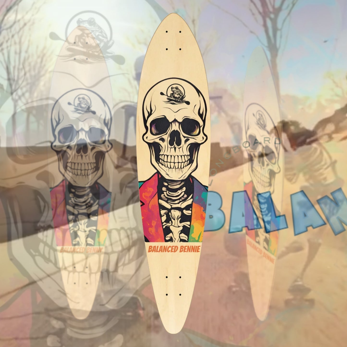 Balance Bennie Pintail Longboard Skateboard Deck by Paddle Frogs