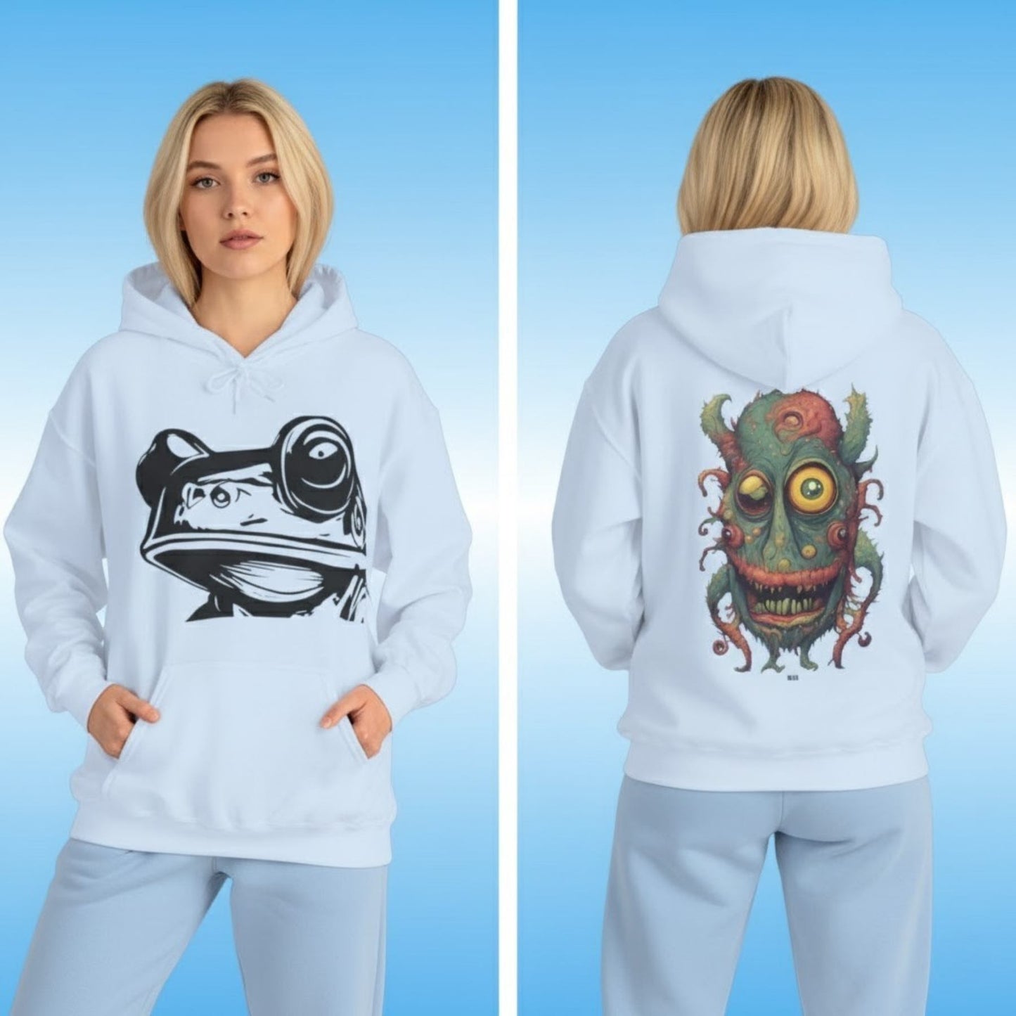 Bill | Hooded Jacket | Paddle Frogs™ light blue, front and back hoodie pull over