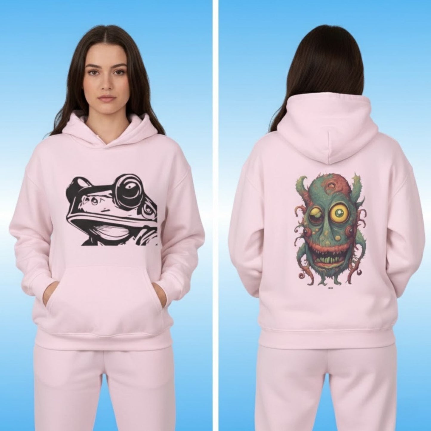 Bill | Hooded Jacket | Paddle Frogs™ light pink, front and back