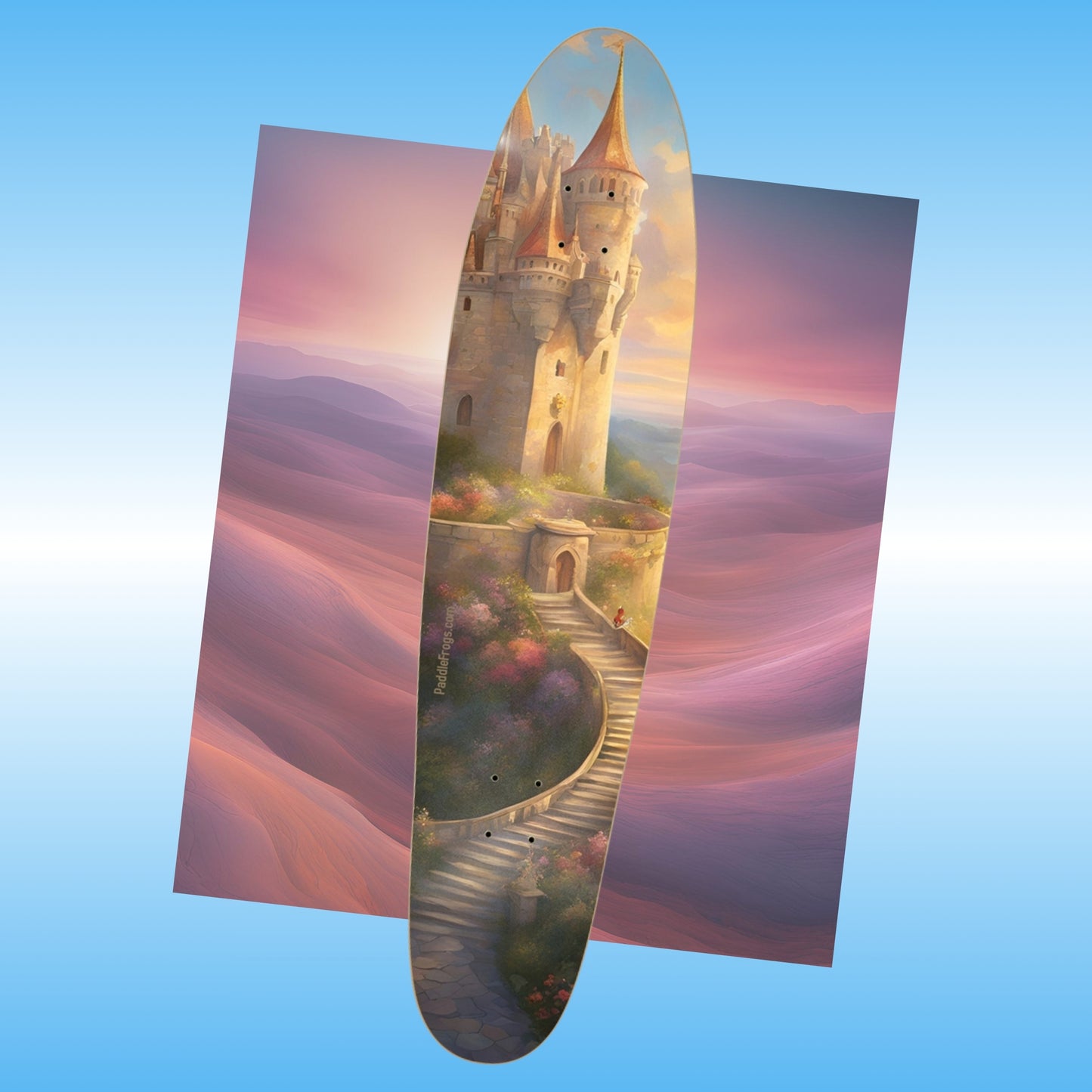 Castle Coaster | Longboard skateboard deck | Paddle Frogs | Art for you | the clouds of the East