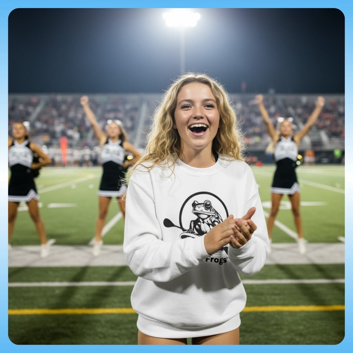 Cheerleaders at high school football game - Original Pullover | Paddle Frogs™ Sweatshirt paddle boarding frog