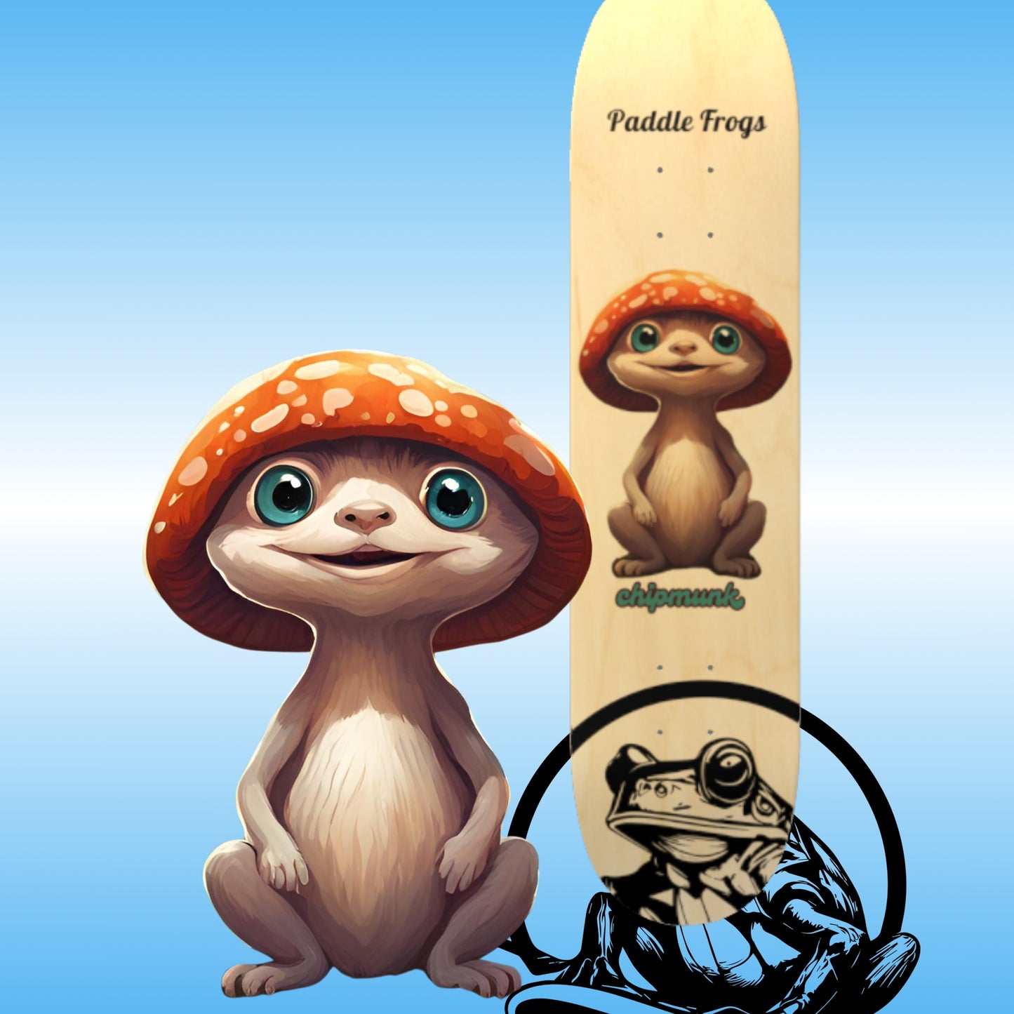 Chipmunk - Paddle Frogs - skateboard - Frog Face and Chip