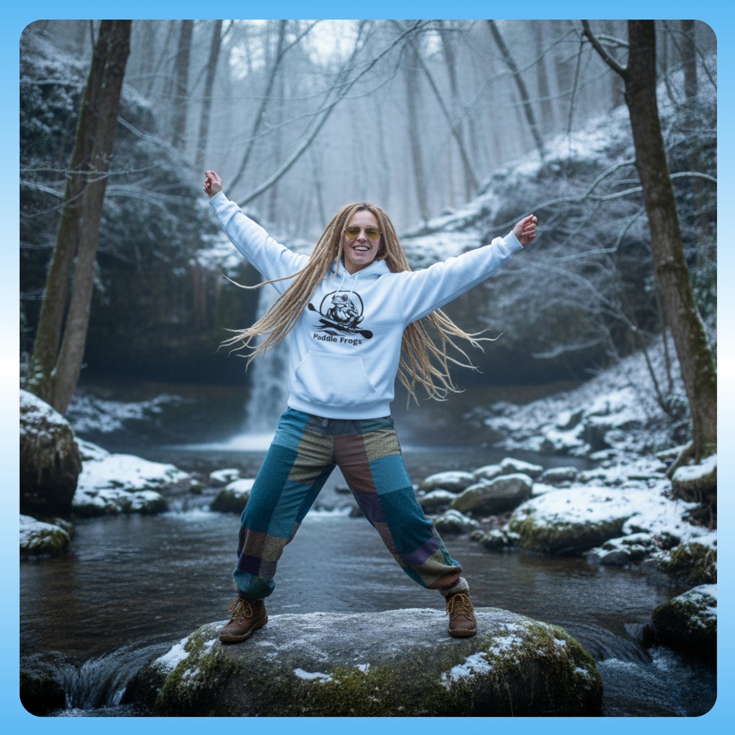 Extra Cozy & warm white Paddle Frogs Outdoor Gear Hoodie pull over coat Light Blue