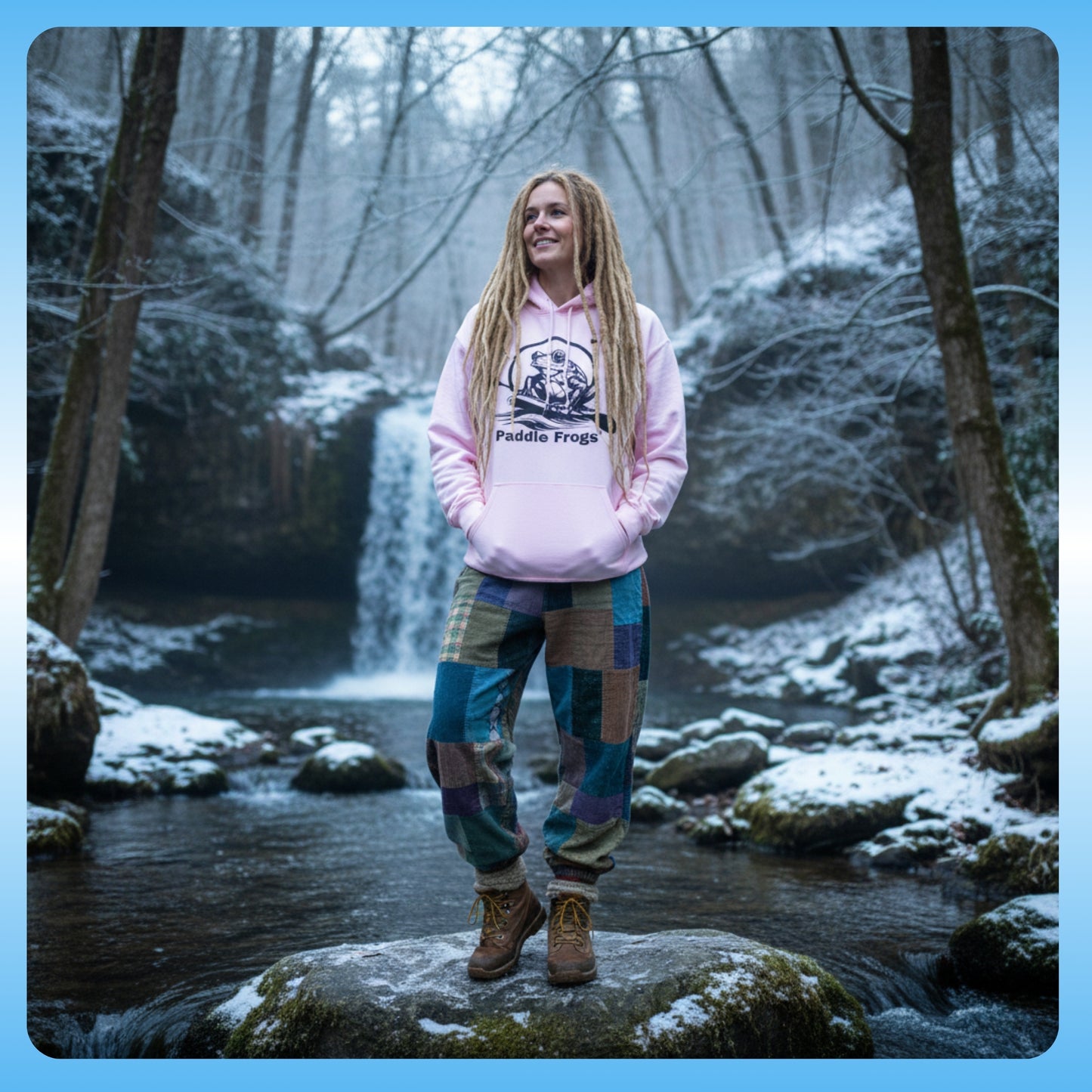 Extra Cozy & warm white Paddle Frogs Outdoor Gear Hoodie pull over coat pink winter stream forest Tennessee