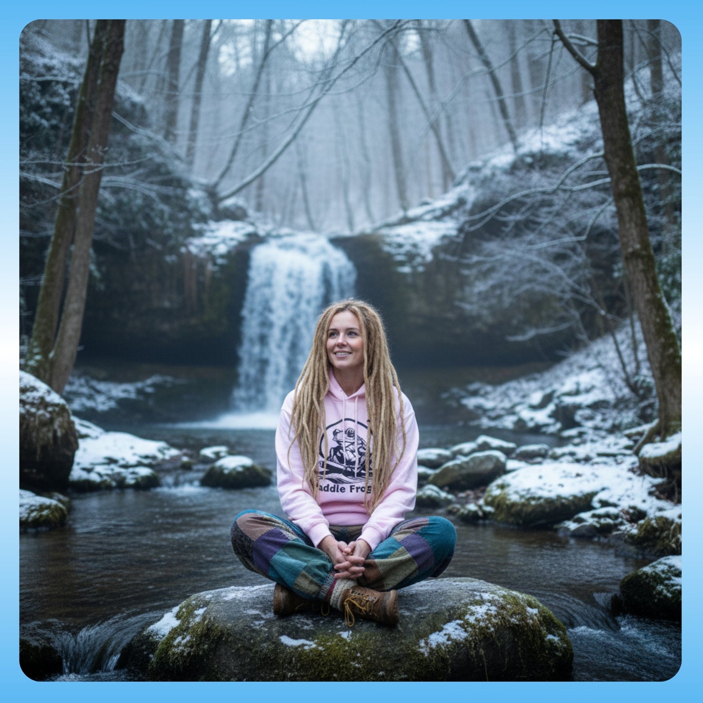 Extra Cozy & warm white Paddle Frogs Outdoor Gear Hoodie pull over coat pink waterfall with snow