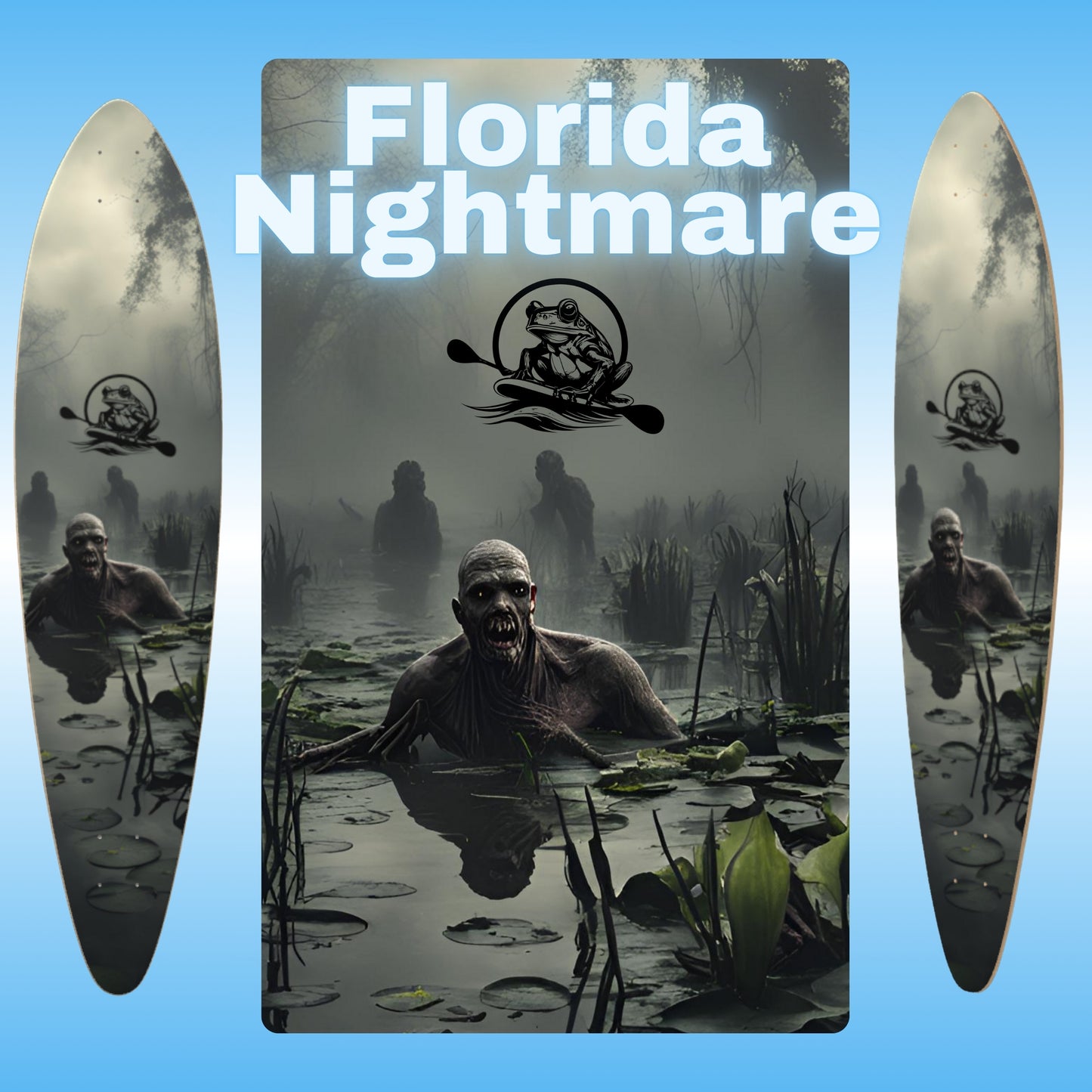 Florida Nightmare pintail longboard skateboard deck by Paddle Frogs skate shop