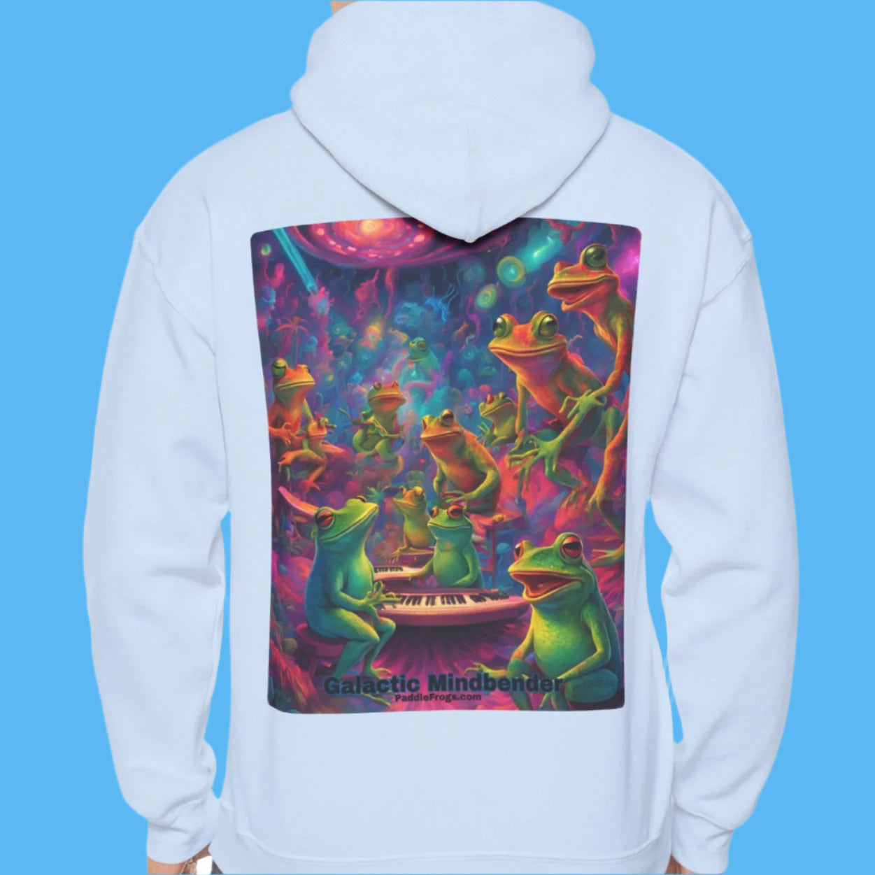 Galactic Mindbender by Paddle Frogs in light blue Hooded Jacket with Pockets