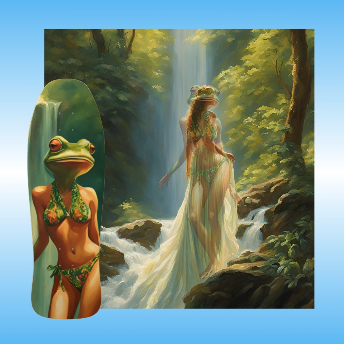 Lady Frog | 90's Shape Skateboard Deck: A Mystical Ride by Paddle Frogs