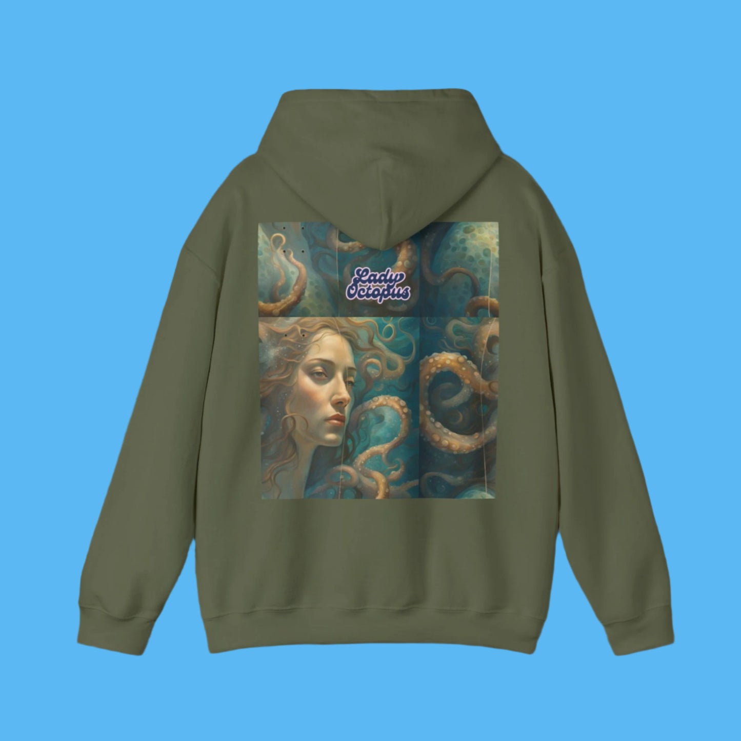 Lady Octopus - sweatshirt Hoodie Dark Army Green Blue Paddle Frogs Hooded sweatshirt Official Skateboard coat