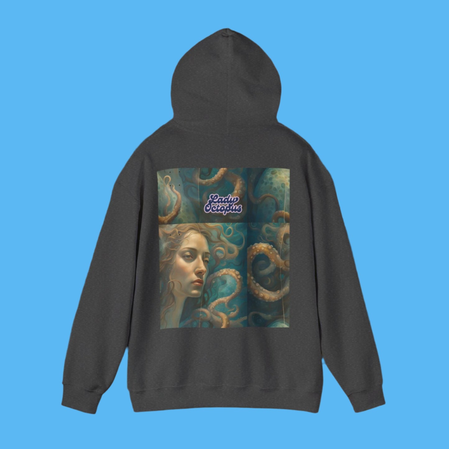 Lady Octopus - sweatshirt Hoodie Dark Army Heather Gray grey Paddle Frogs Hooded sweatshirt Official Skateboard coat backside