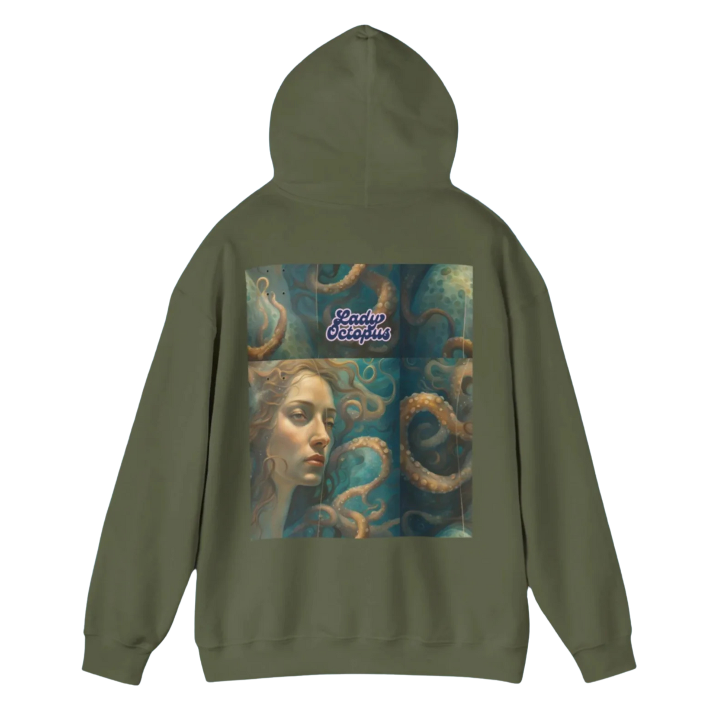 Lady Octopus | Hoodie Sweatshirt | camo green - Paddle Frogs