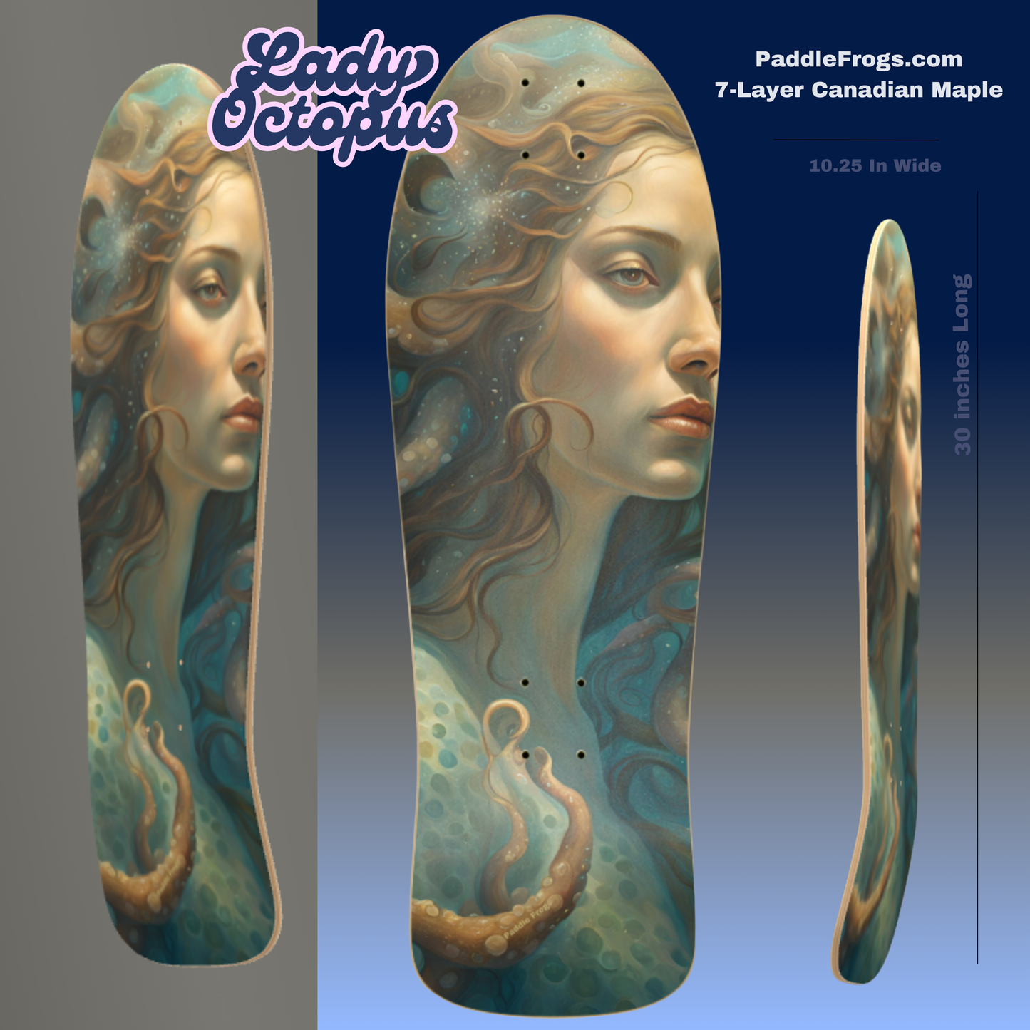 Lady Octopus cruiser old school skateboard deck seven layer maple
