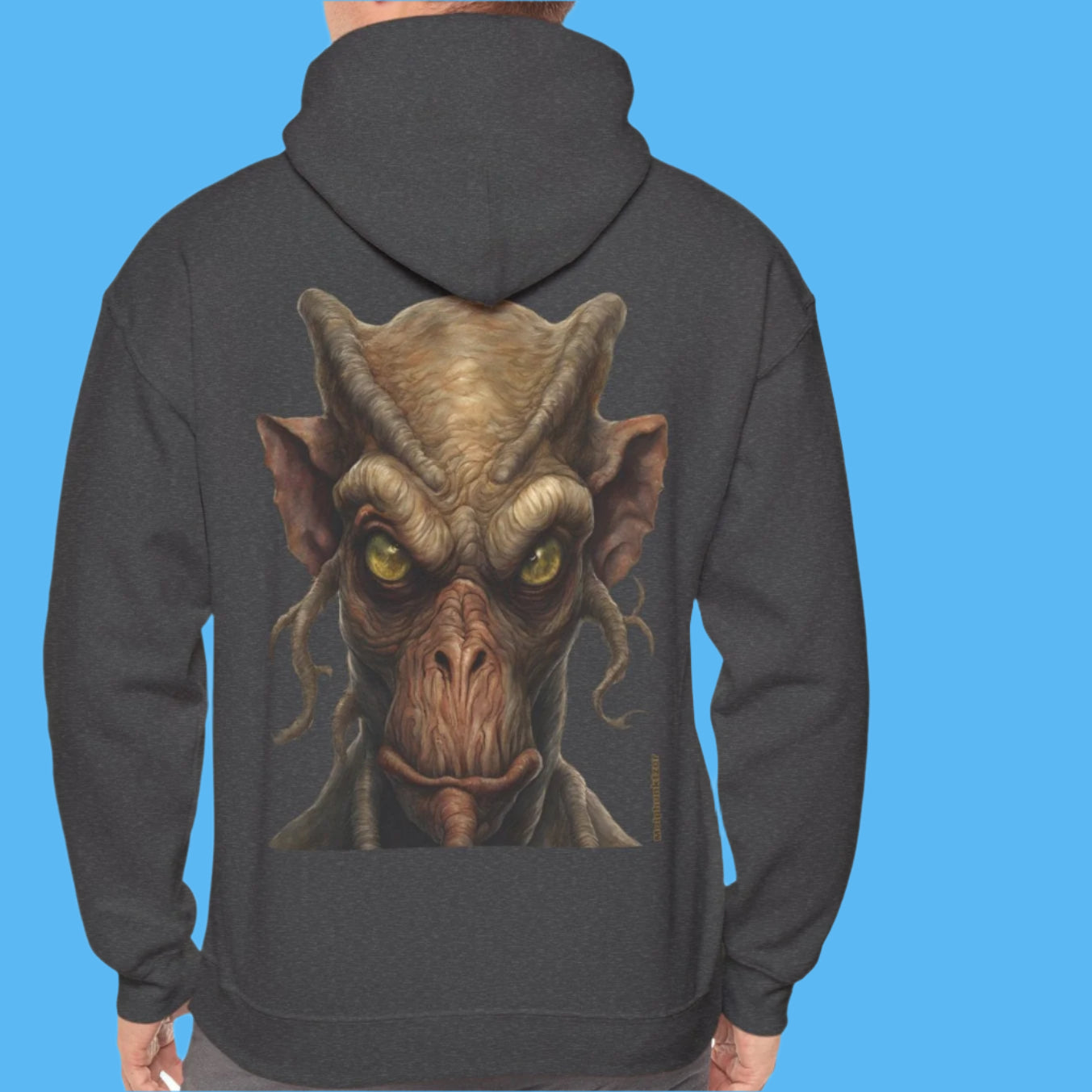 Molphunktzer Hoodie Color Darkened Heather His face is staring right at you.