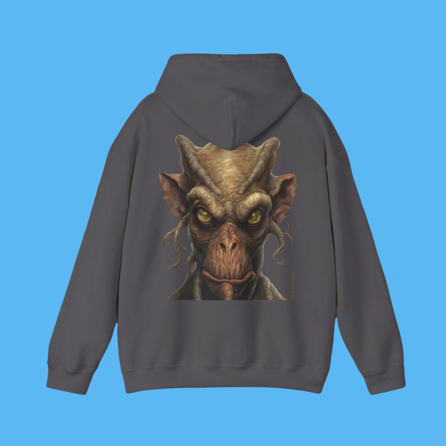 Molphunktzer Hoodie Color Gray and His eyes and face is Looking through YOU.