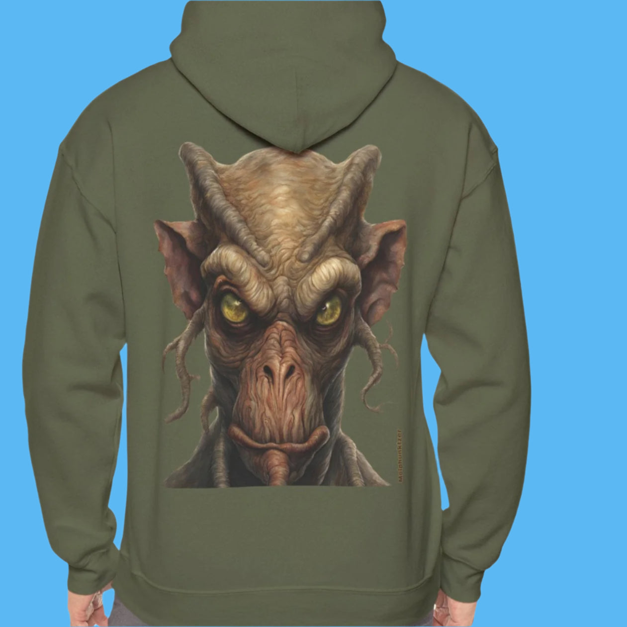 Molphunktzer Hoodie by Paddle Frogs Outdoor Gear in Pleasant Green with Pockets warm Autumn Hooded jacket for Fall season Backside