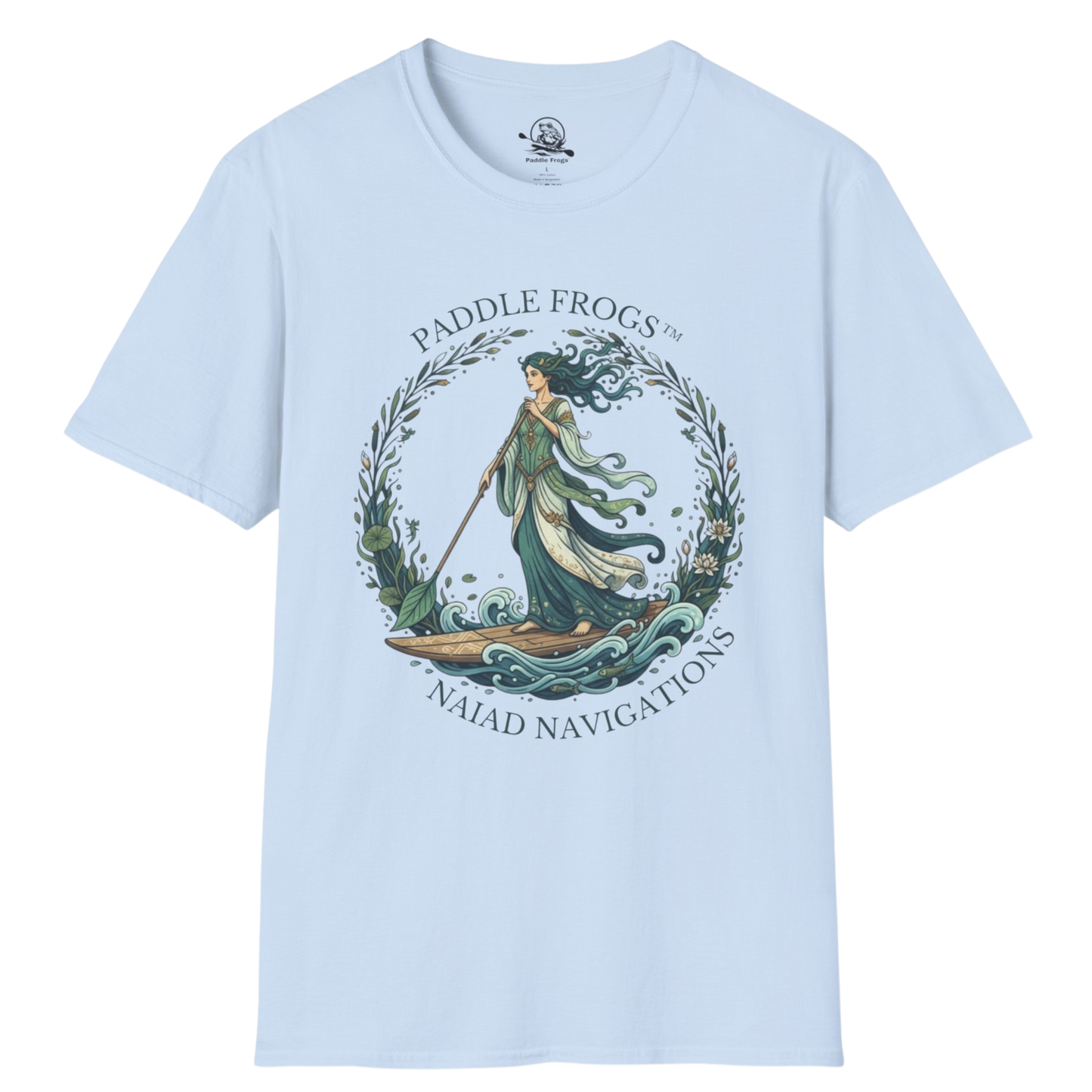 NAIAD NAVIGATIONS | Paddle Frogs: T-shirt Light Blue paddleboarding tee