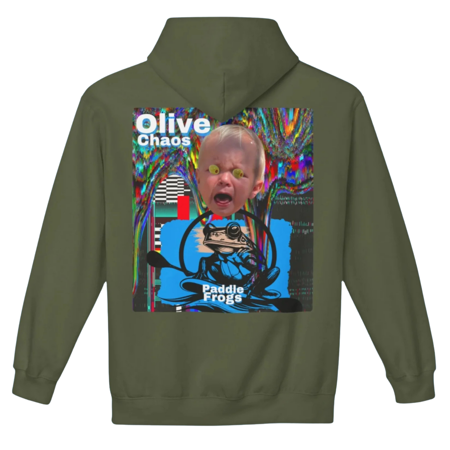 Olive Chaos - Fleece Hoodie by Paddle Frogs