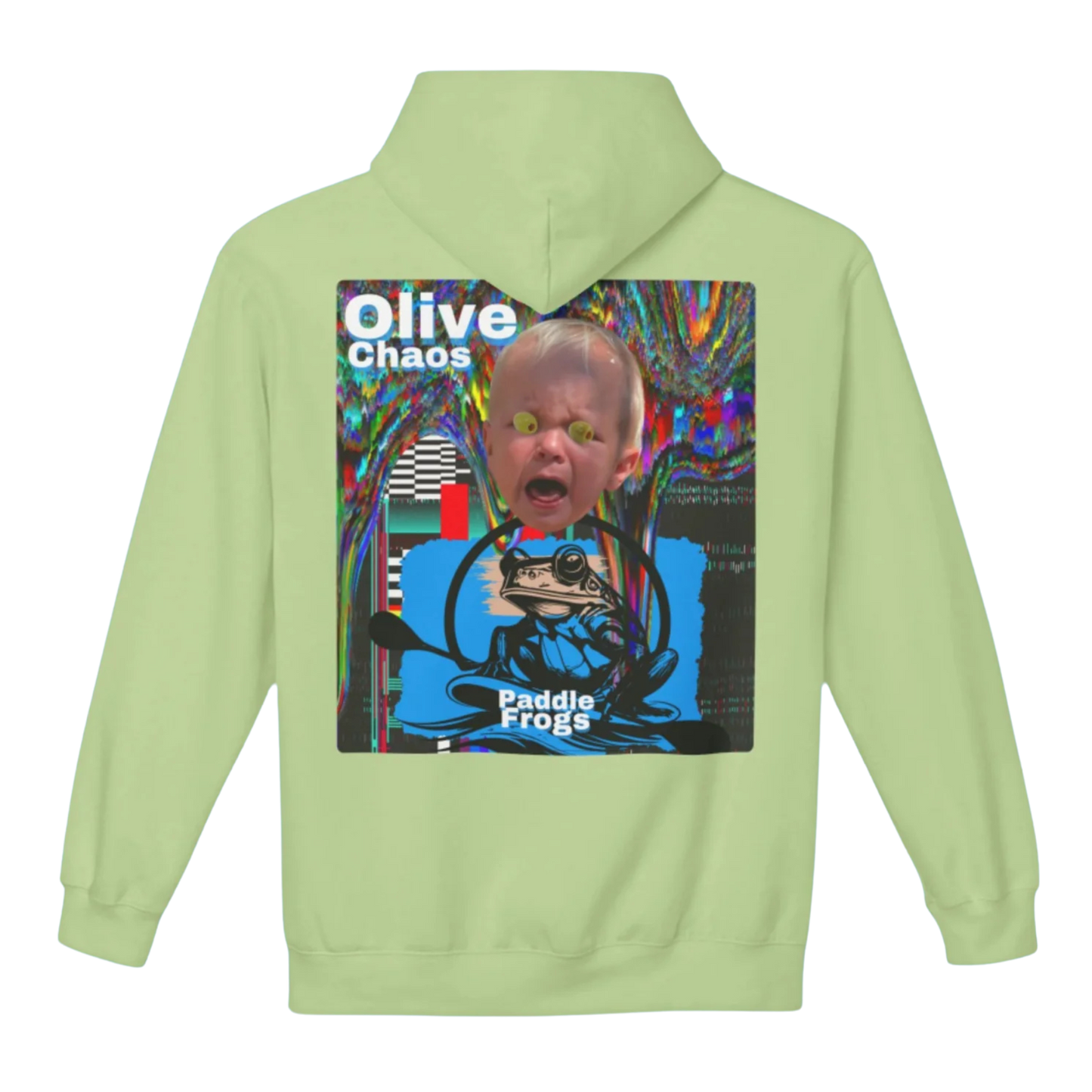 Olive Chaos - Fleece Hoodie by Paddle Frogs - Pistachio green