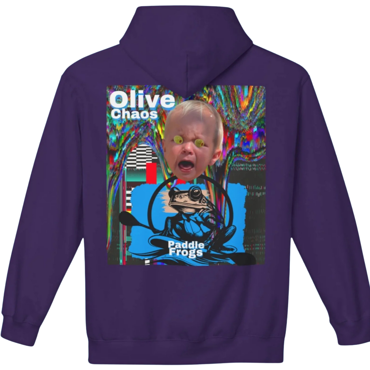 Olive Chaos - Fleece Hoodie by Paddle Frogs - Purple
