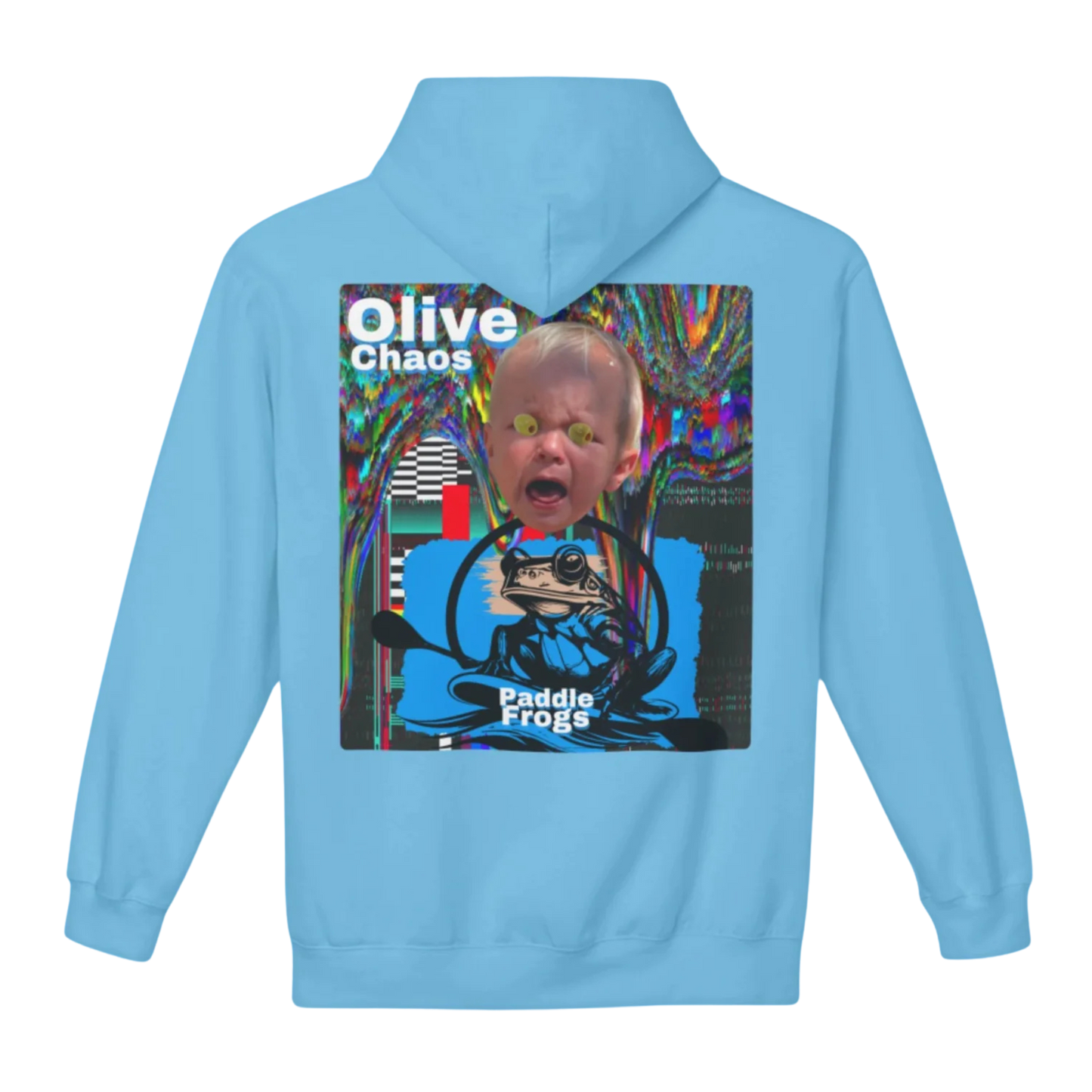 Olive Chaos - Fleece Hoodie by Paddle Frogs - Stone Blue