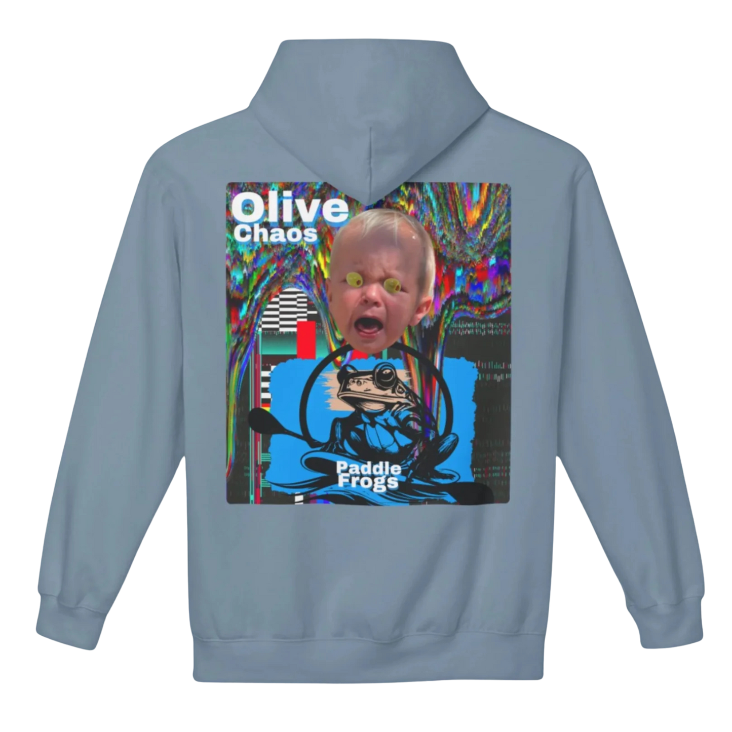 Olive Chaos - Fleece Hoodie by Paddle Frogs - Stone Blue