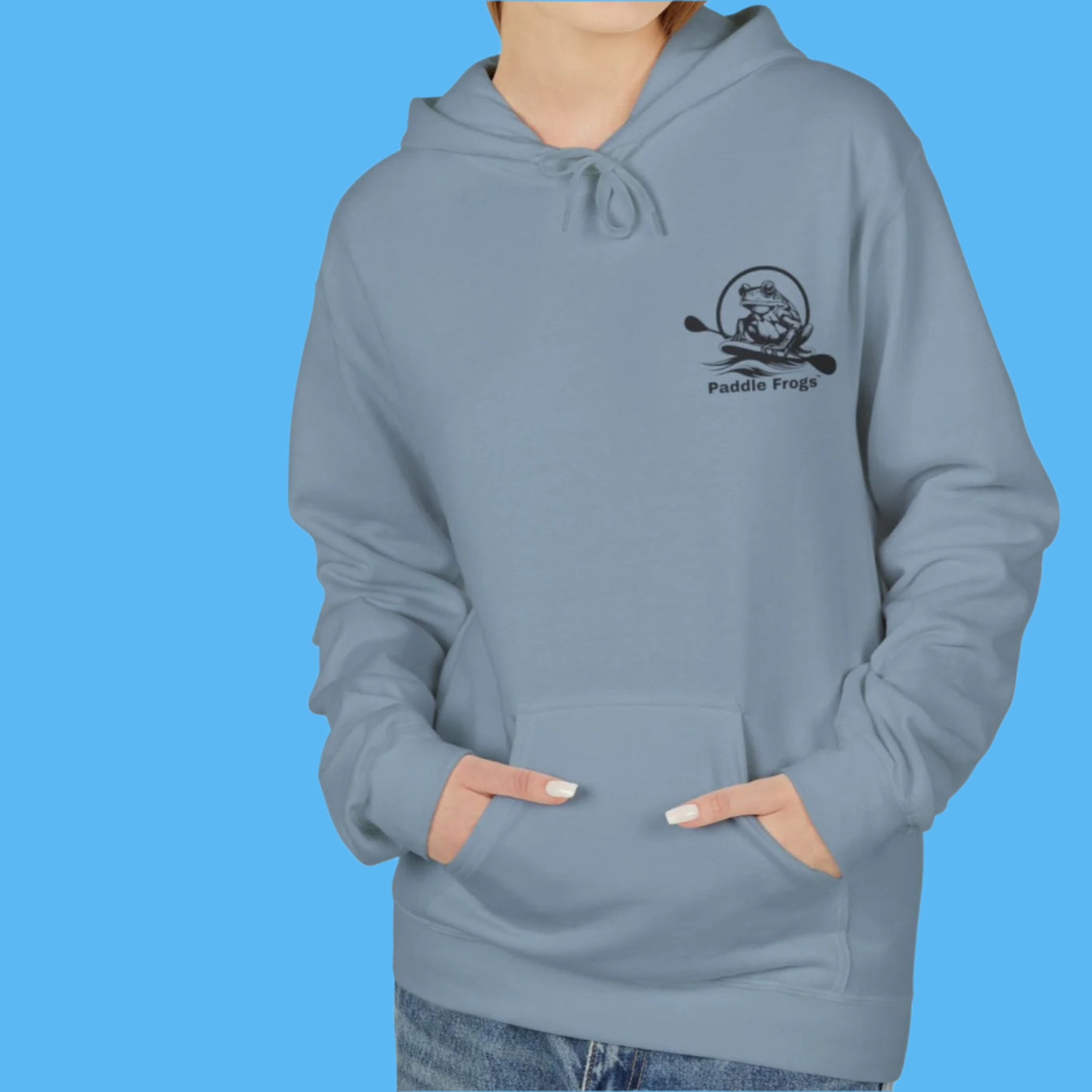 Olive Chaos Fleece Hoodie Jacket by Paddle Frogs Cozy with Pockets Cute comfortable Concrete color Frontside of coat
