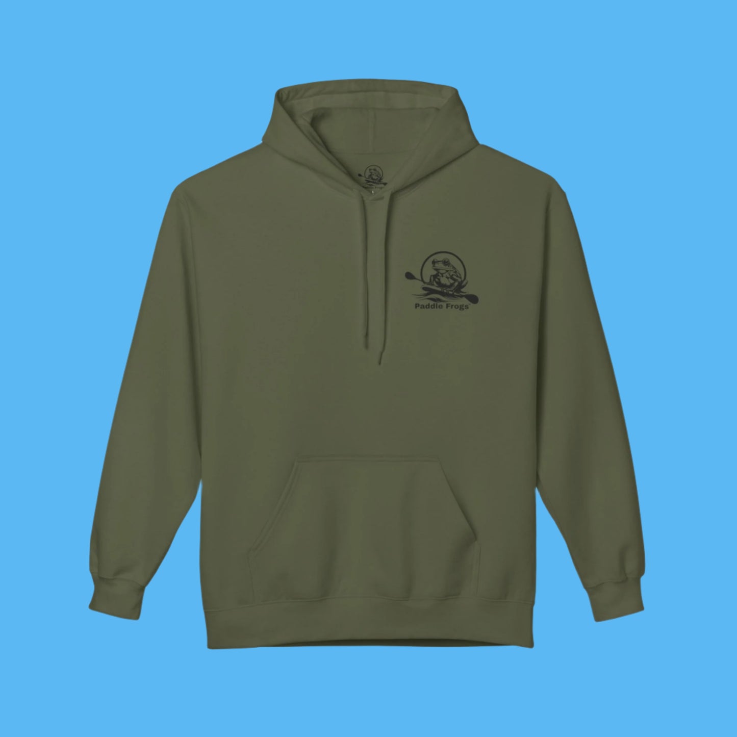 Olive Chaos Fleece Hoodie Jacket by Paddle Frogs in Camo Green