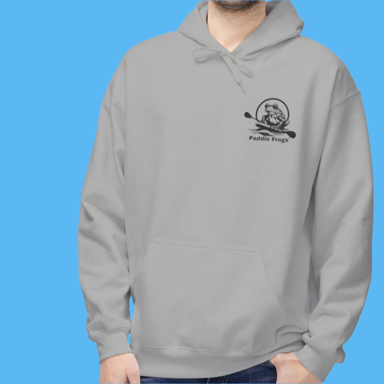 Olive Chaos Fleece Hoodie Jacket by Paddle Frogs with Pockets Color Concrete Grey Front