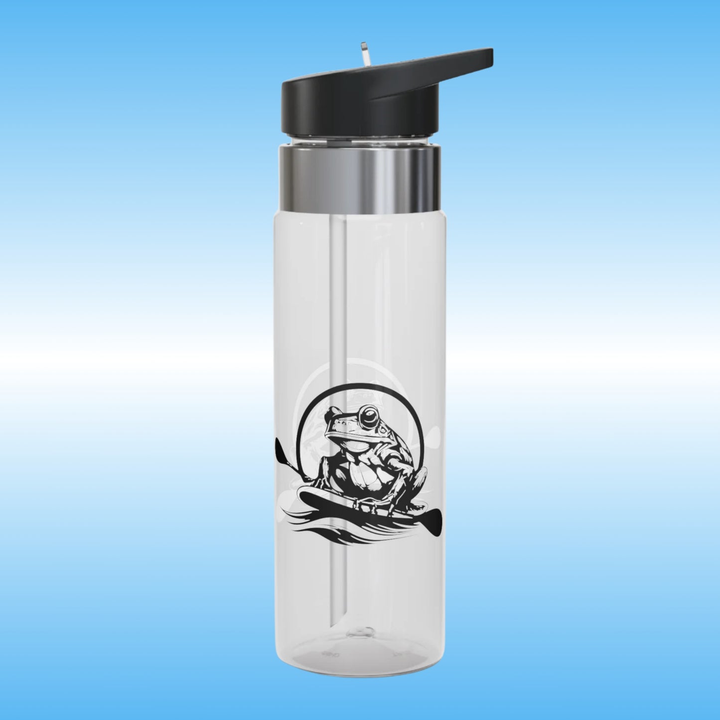 Paddle Frogs Logo on two sides | Crystal Clear Water Bottles Paddle Frogs (Left Side View)