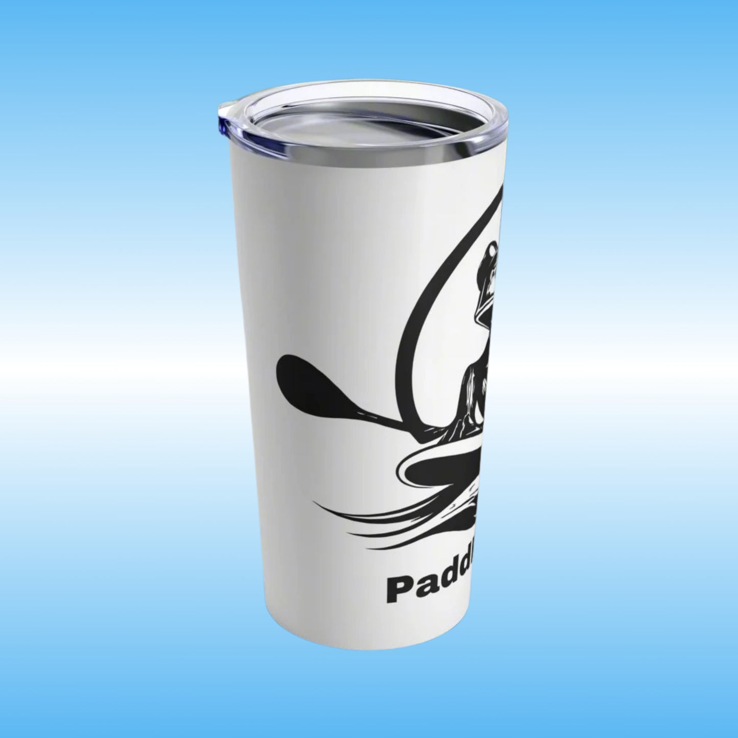 Paddle Frogs™ Original Logo Tumbler | 20oz Stainless Steel | BPA-Free | Paddle Frogs Hydration for school office work play gym waterfalls hikes and everyday use Left side paddle and Frog