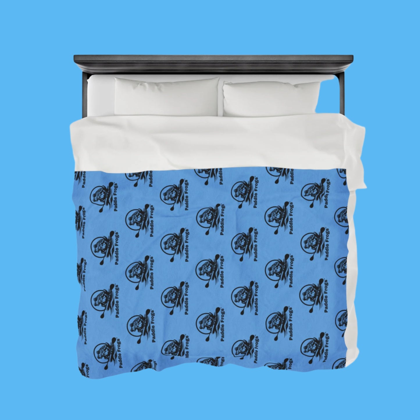 Paddle Frogs Outdoor Gear velveteen plush blanket in light blue, available in 3 sizes (Large)