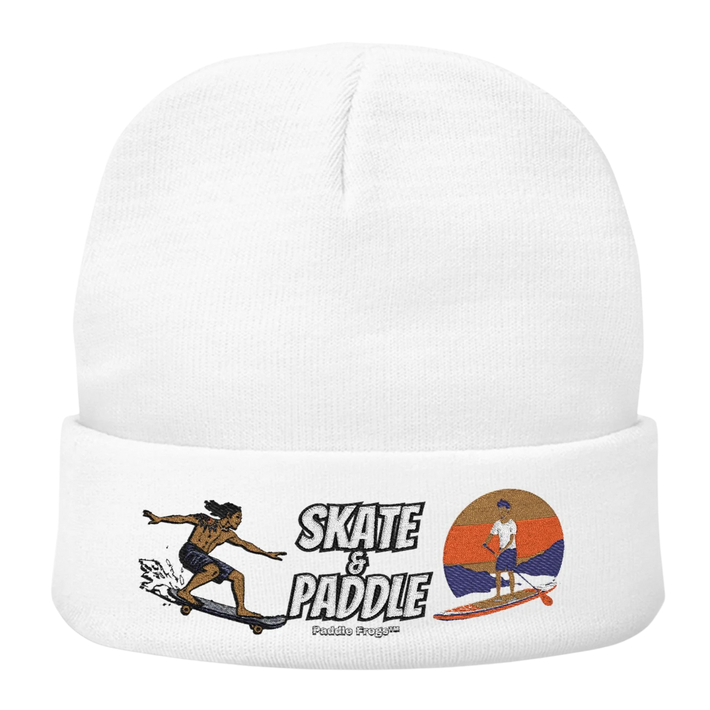 Skate & Paddle Men's Beanie White