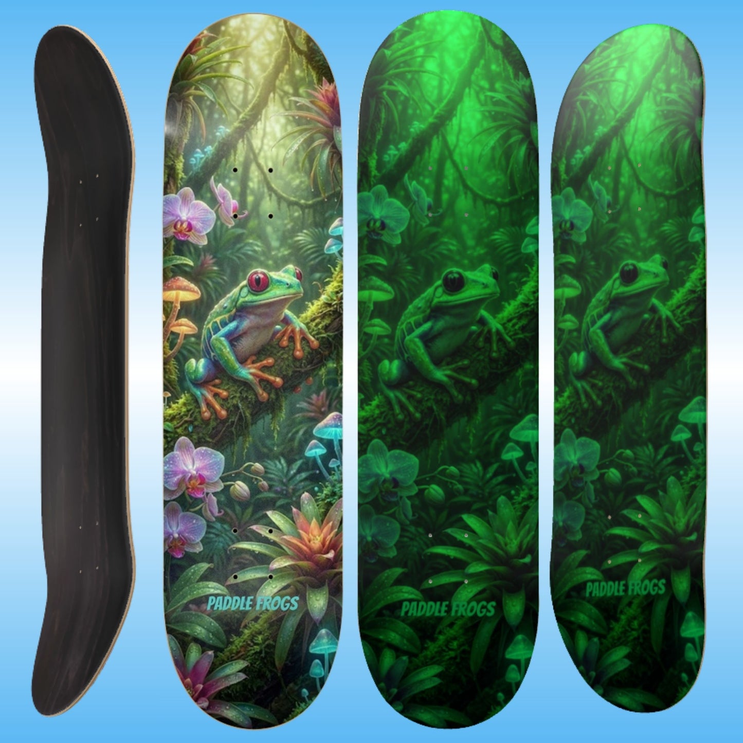Sketched Frog 8.5 | Premium Skateboard Deck Paddle Frogs™ pro skate shop Glow in the Dark