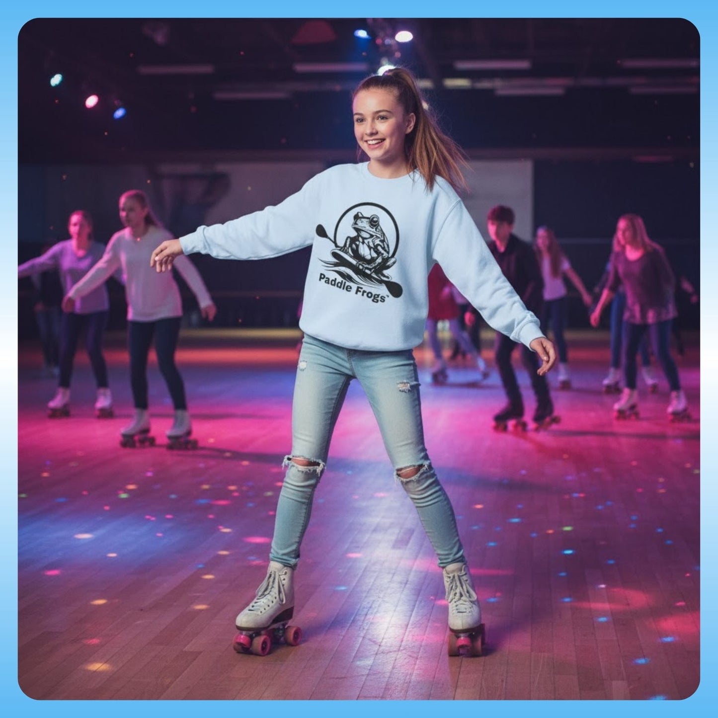 Teenage girl roller skating - Original Pullover | Paddle Frogs™ Sweatshirt paddle boarding frog