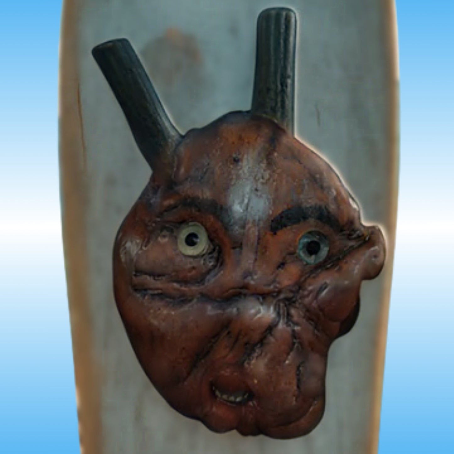 The Devil - Paddle Frogs - Artwork Classic skateboard deck - Skateboard with a face design on a blue gradient background
