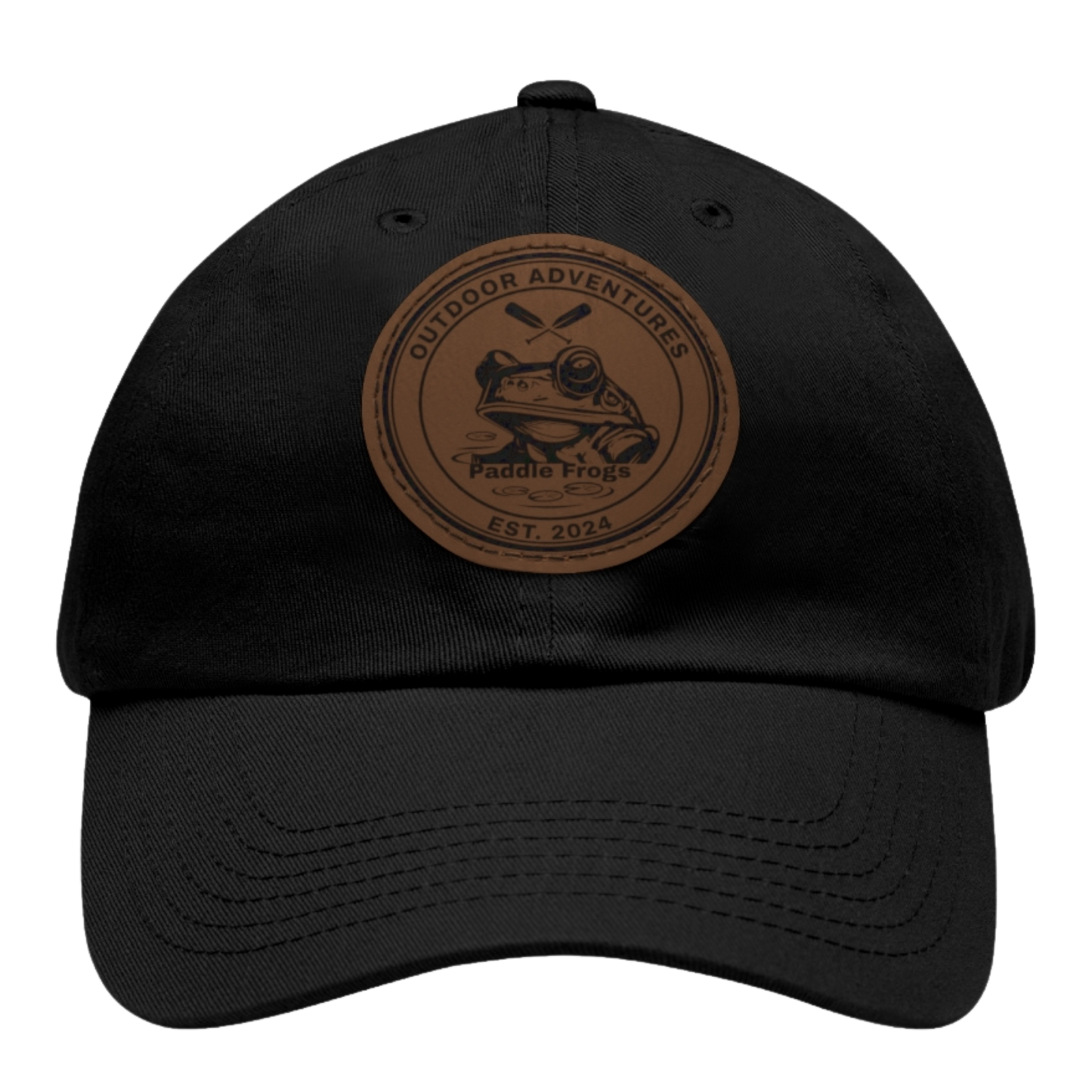 The Marsh Mariner's Cap: Paddle Frogs™ Black hat on a transparent background