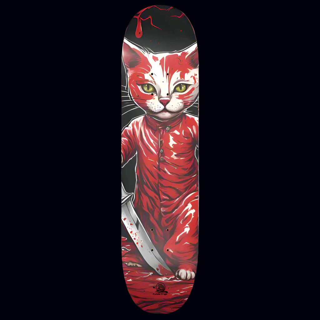 Unleash your inner feline with the Bloody Kitty popsicle cruiser skateboard deck by Paddle Frogs Outdoor Gear