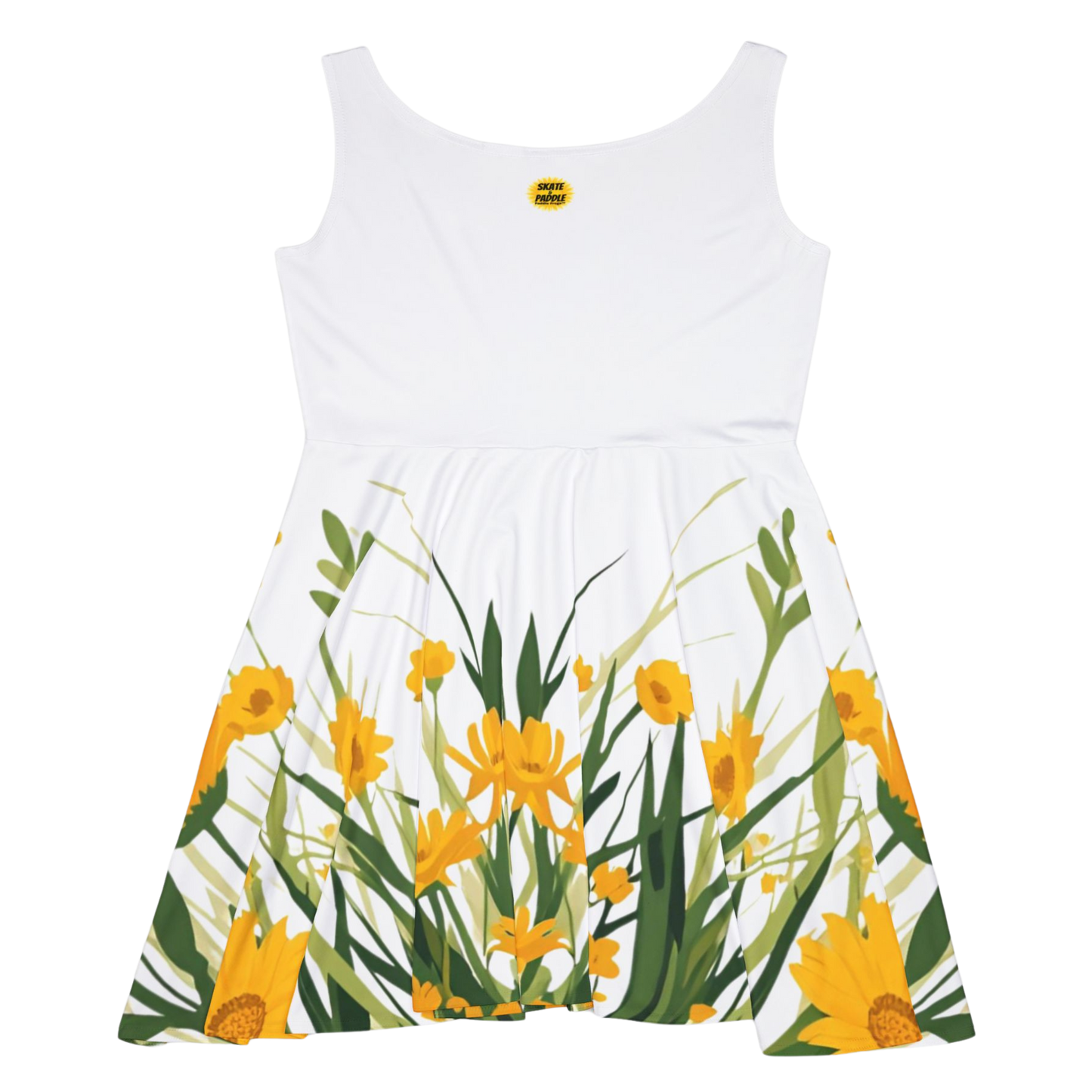 Paddle Frogs Skate & Paddle white with yellow flowers skater dress | Backside