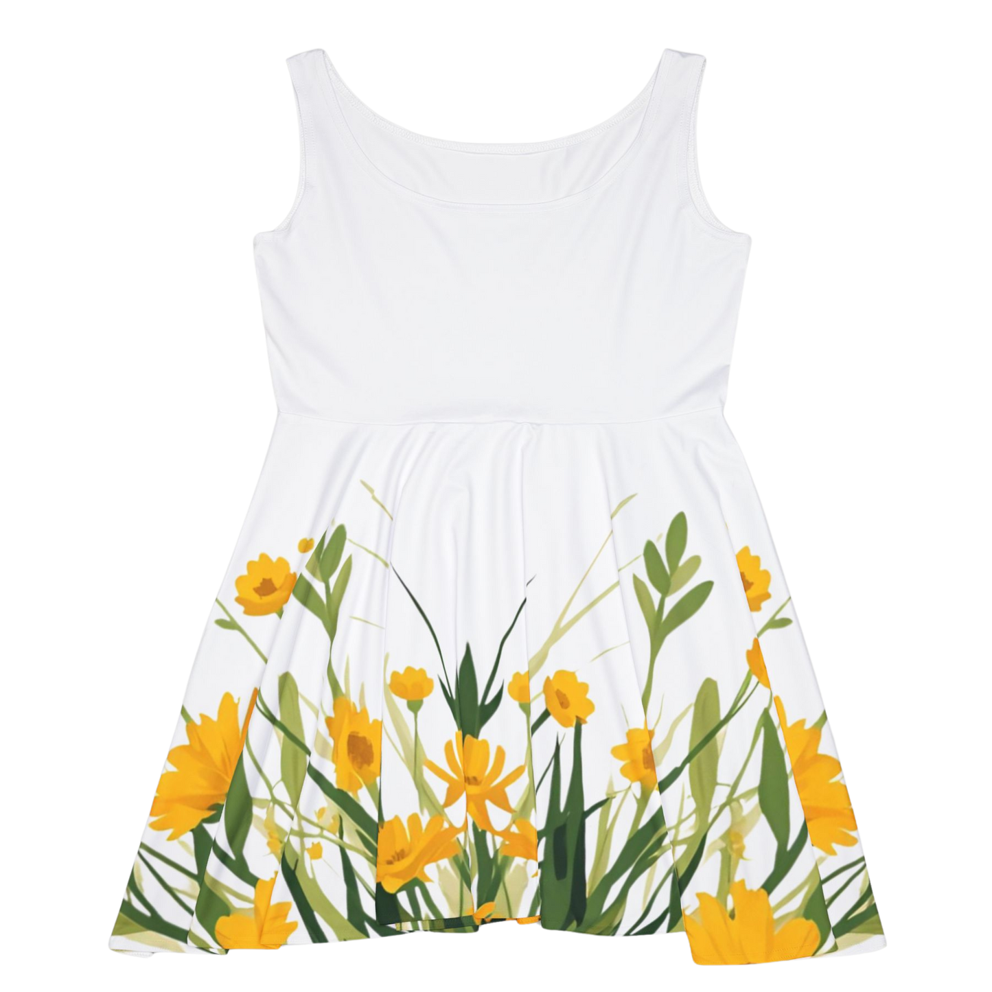 White dress with yellow floral pattern on a Paddle Frogs Outdoor Gear Skate & Paddle skater dress
