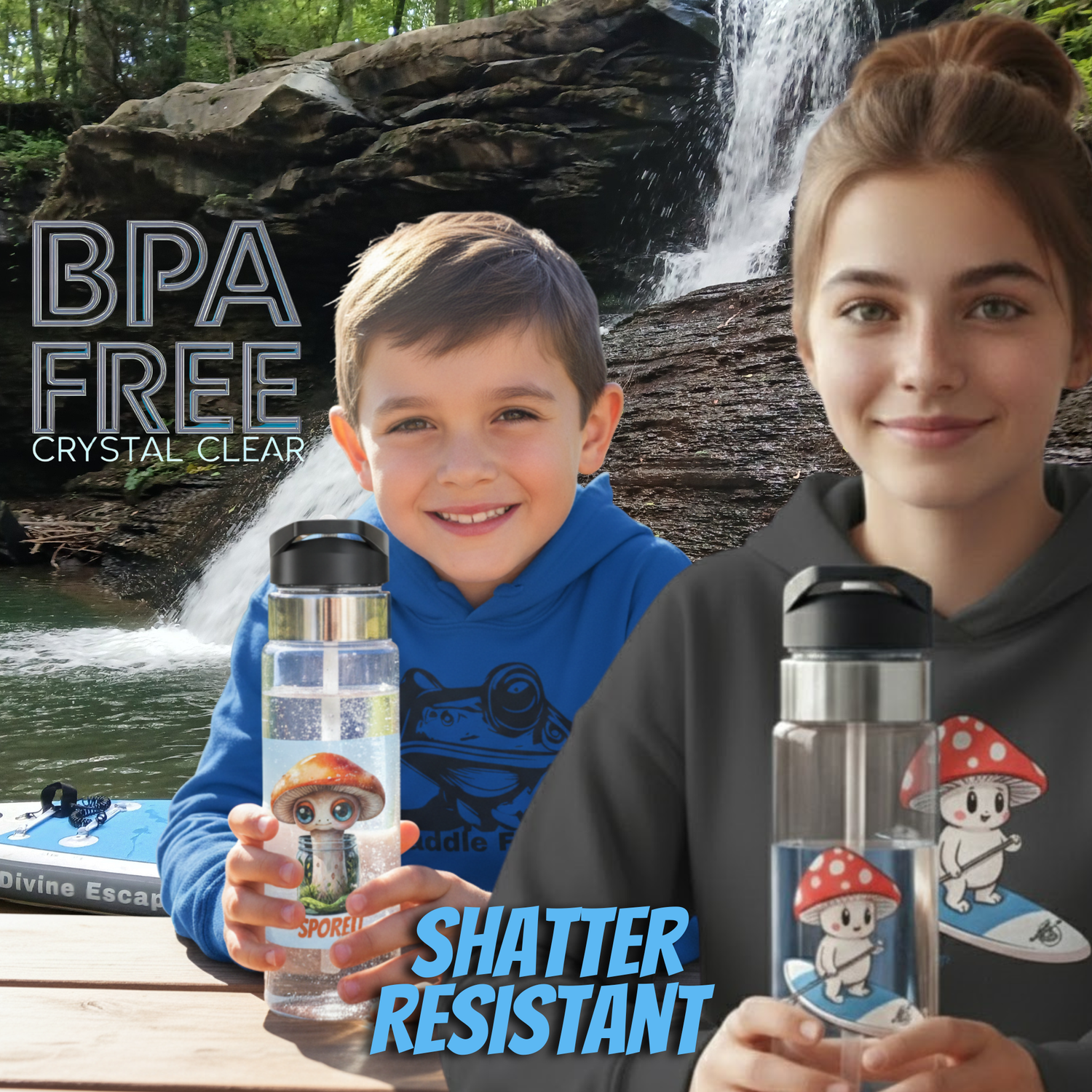 Crystal Clear Water Bottles by Paddle Frogs It's strong and shatterproof, making it a safer choice for children and everyday use. Phthalate-free Bisphenol-free bpa free