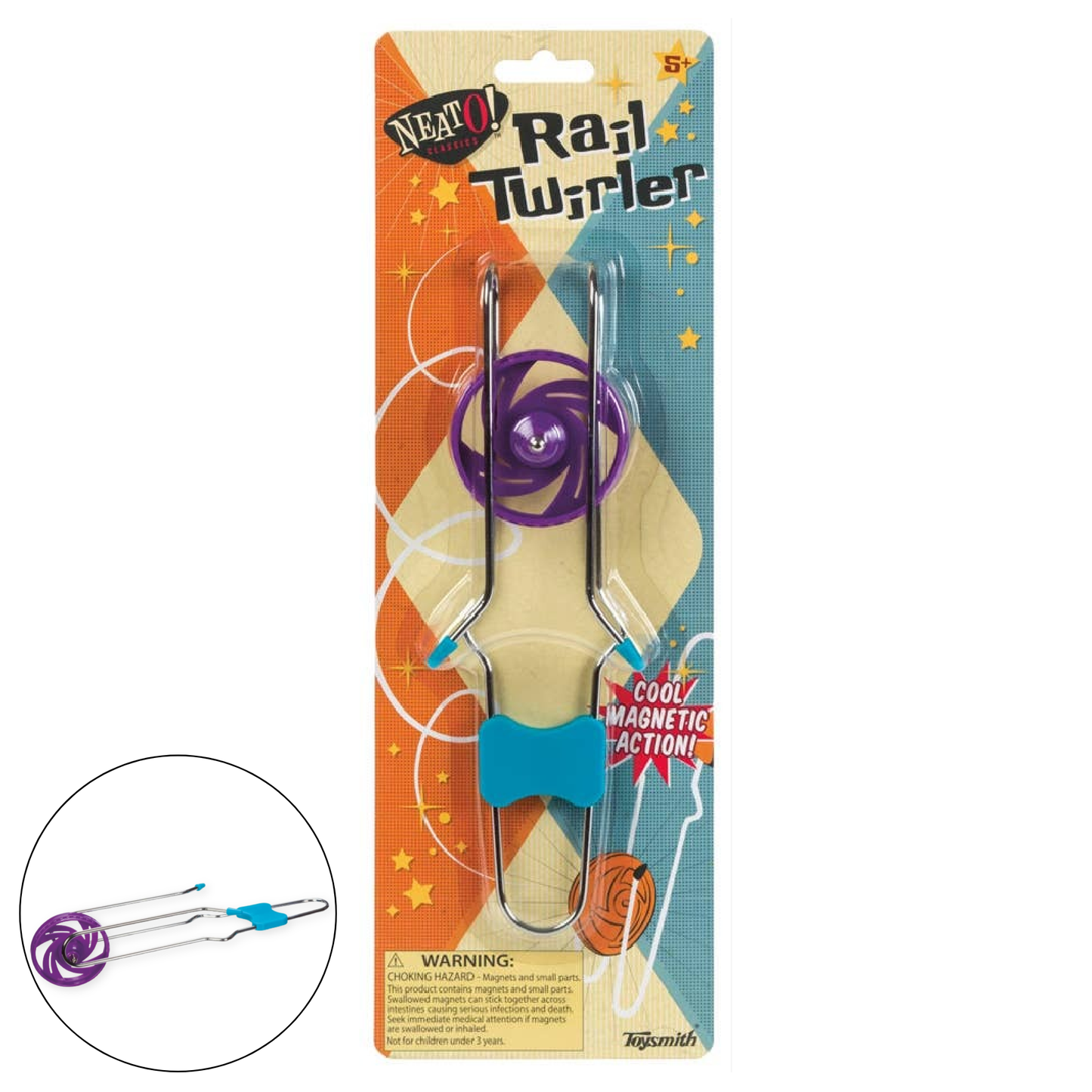 Rail Twirler toy in packaging with colorful design on a white background