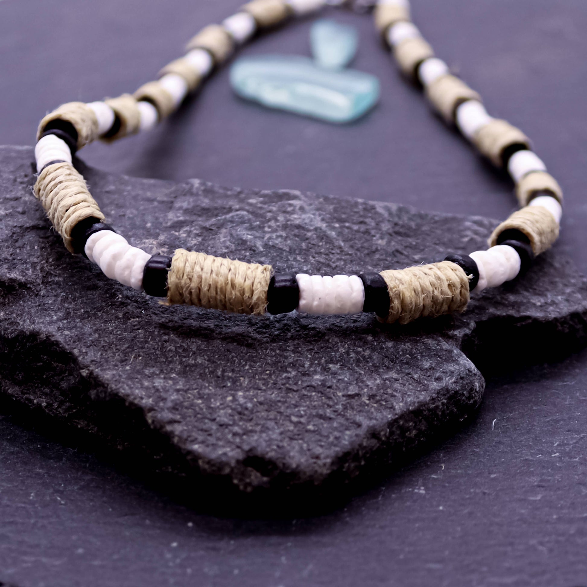 hemp and puka necklace at Paddle Frogs