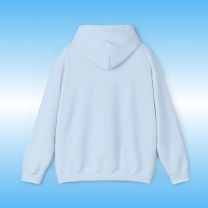 Light blue hoodie on a gradient blue background