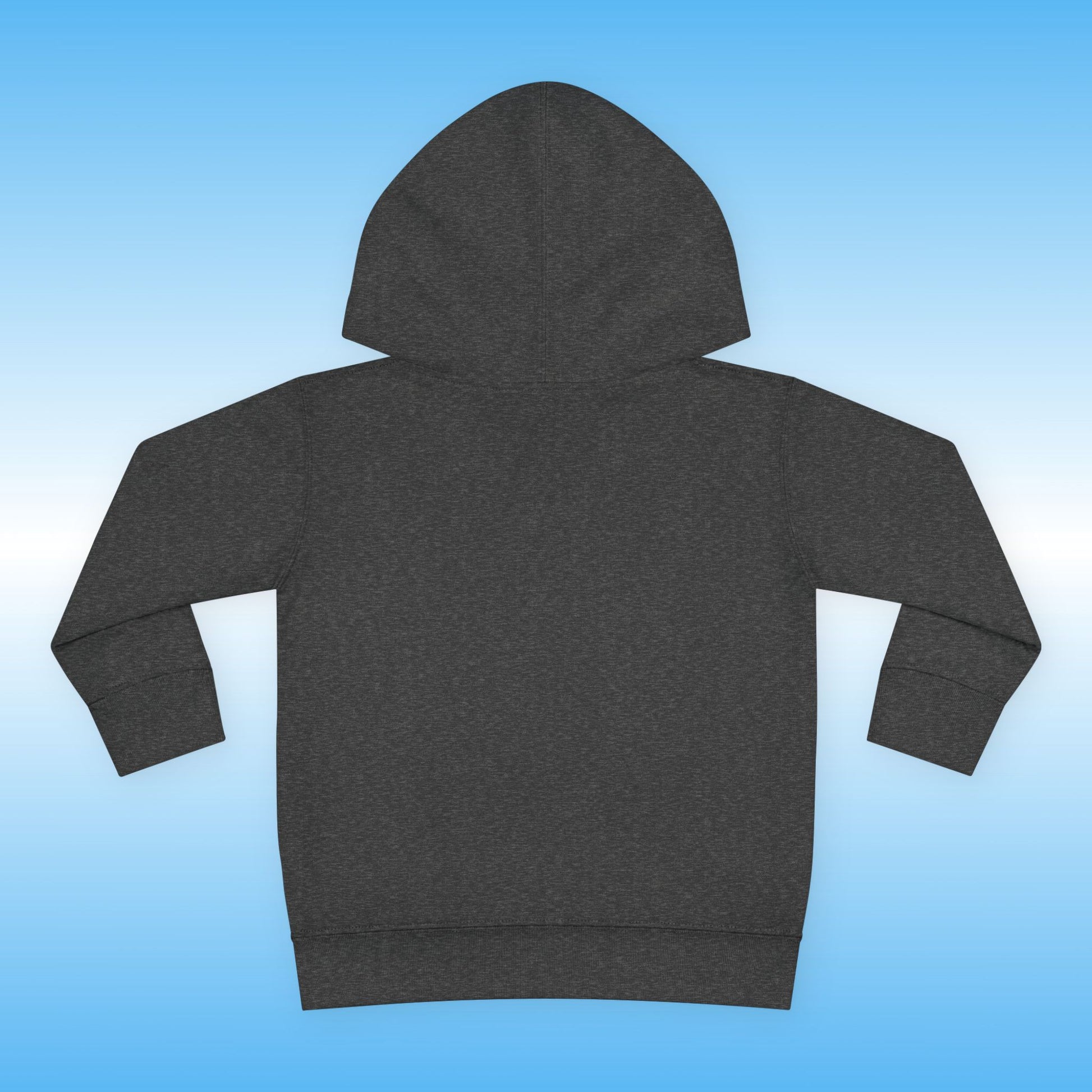 Dark gray hoodie on a blue background