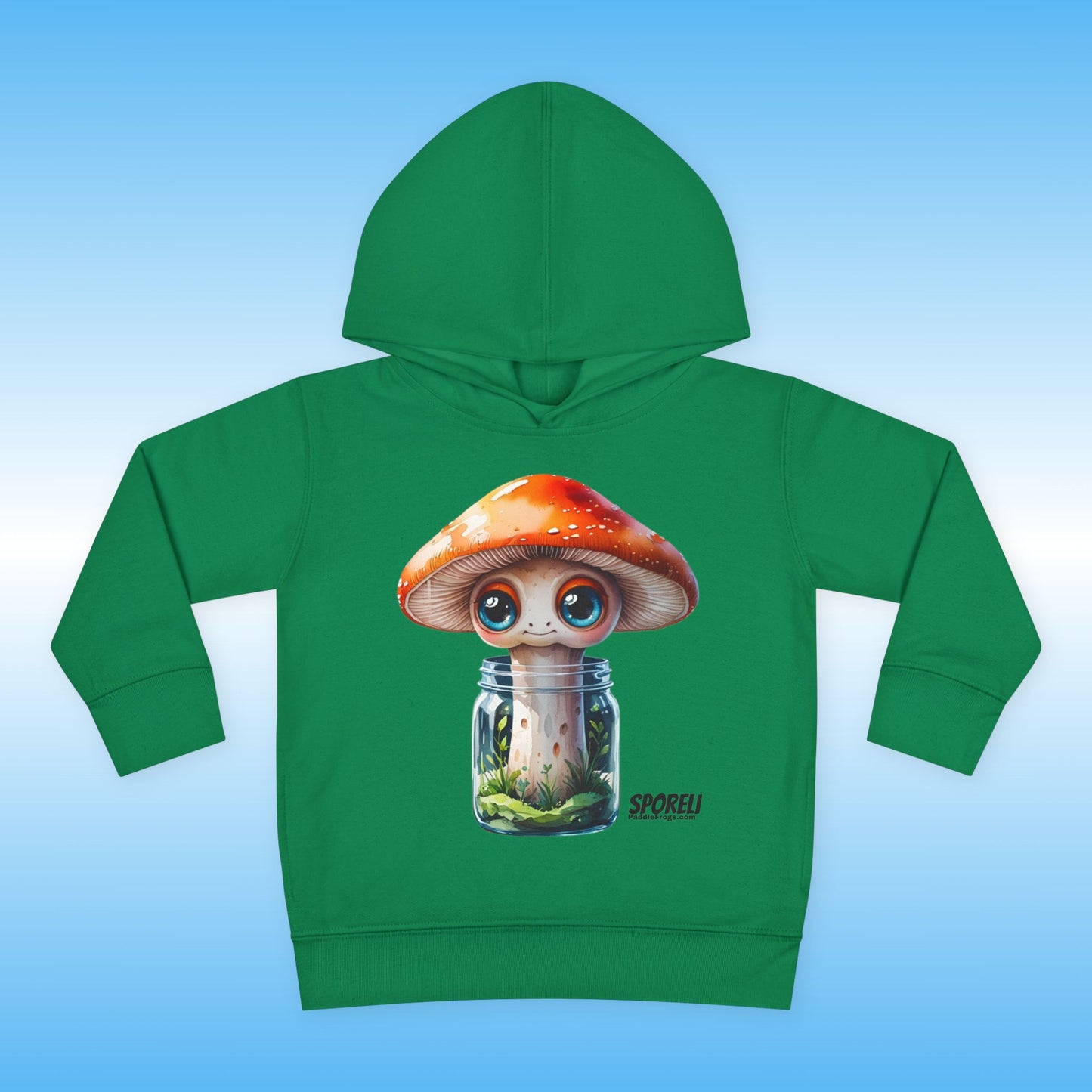 Sporeli Toddler Hoodie | Mushroom in a Jar | Paddle Frogs